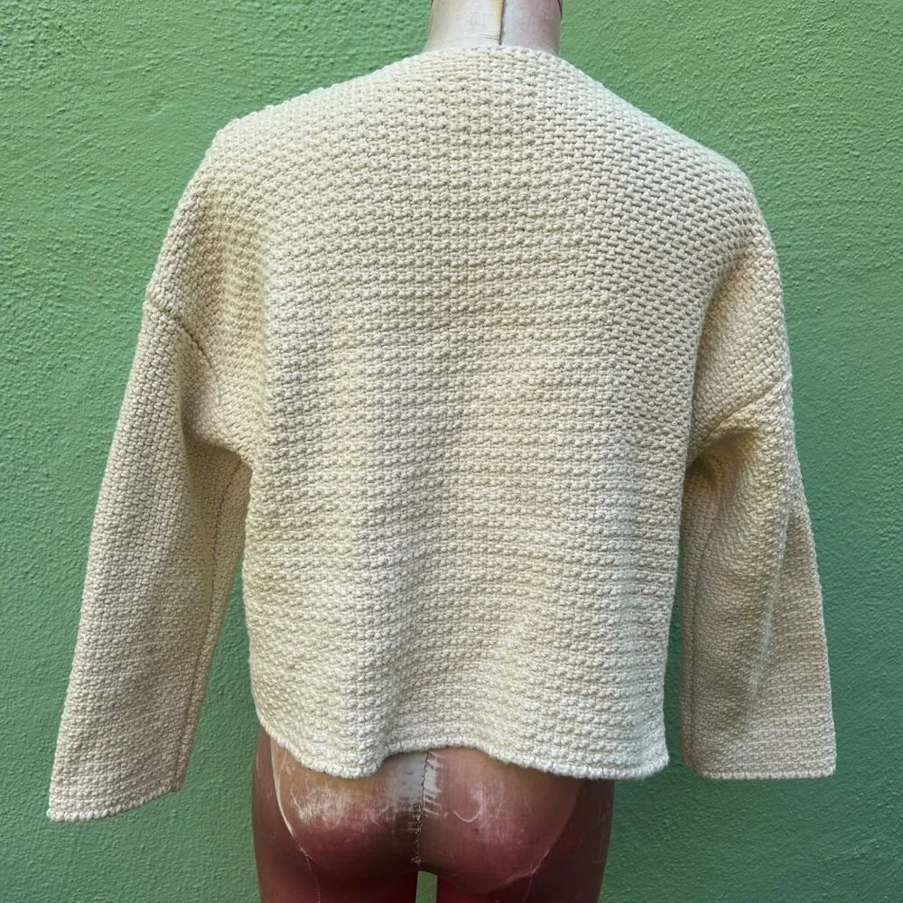 BaBaa Cardigan No4 Open Drape Dense Weave Long Sleeve Natural Casual Women - Picture 3 of 9